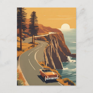 Carte Postale Côte Pacifique Californie Rétro Côtière