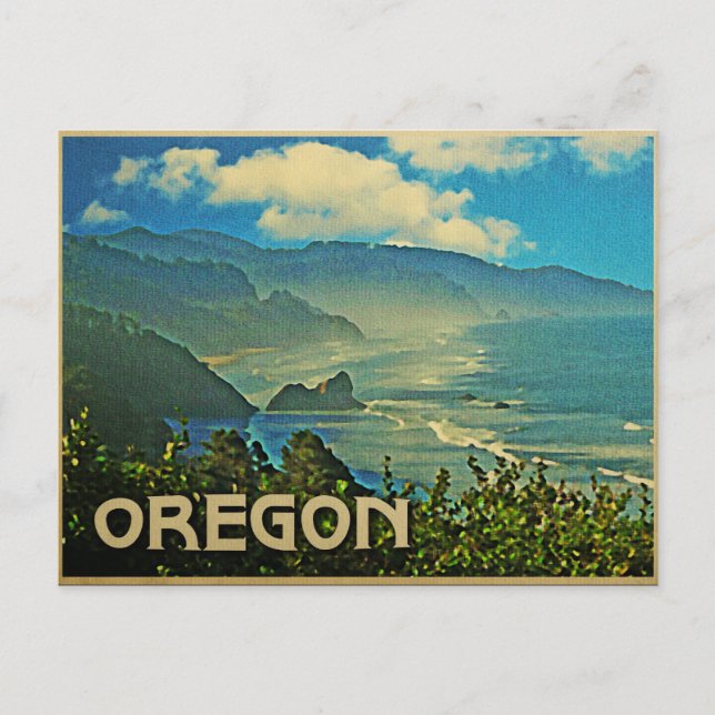 Carte Postale Côte vintage de l'Oregon (Devant)