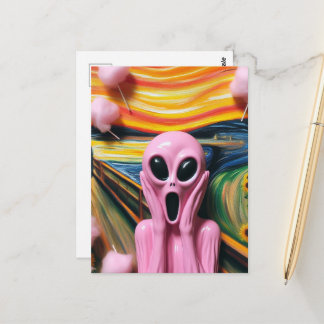 Carte Postale Coton de sucre d'alien rose hurlant Art Parodie