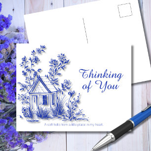 Carte Postale Cottage Botanique Bleu Fantaisiste Pensées pour To