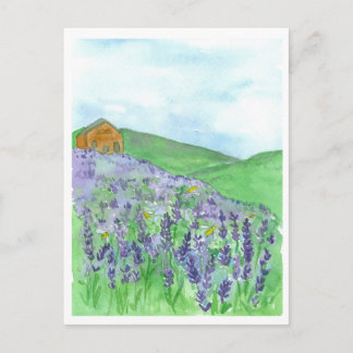 Carte Postale Cottage de terrain de lavande de miel