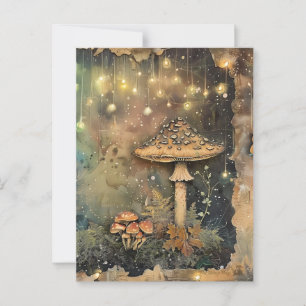 Carte Postale Cottagecore Champignons Fairy Light