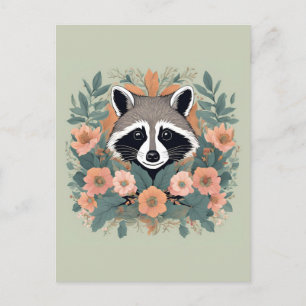 Carte Postale Cottagecore Cute Raccoon