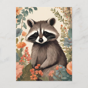Carte Postale Cottagecore Cute Raccoon