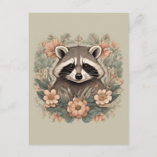 Carte Postale Cottagecore Cute Raccoon