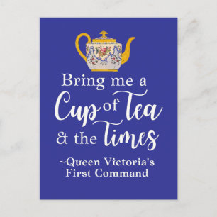 Carte Postale Cottagecore Tea Queen Victoria Citation Royal Blue