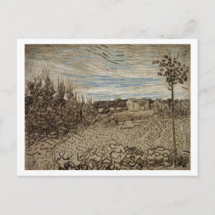 Carte Postale Cottages, Femme en Avant-plan, Vincent van Gogh