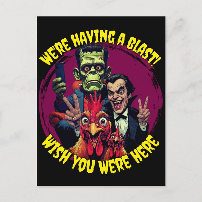 Carte Postale  "Couch Cryptid Selfie" Cheesy Chicken (Devant)