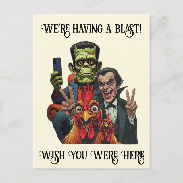 Carte Postale  "Couch Cryptid Selfie Postcard" Cheesy Chicken (Devant)