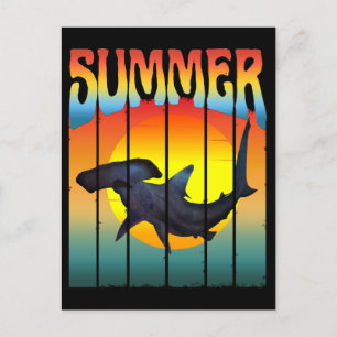 CARTE POSTALE COUCHE DE SOLEIL REQUIN MARTEAU ÉTÉ