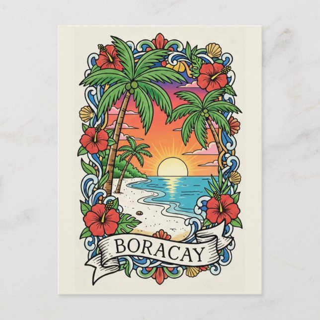 Carte Postale Coucher de soleil à Boracay Philippines  (Devant)