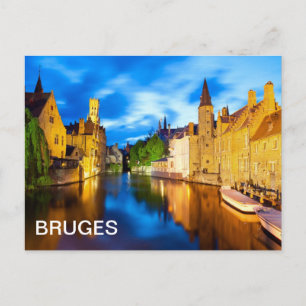 Carte Postale Coucher de soleil à Bruges. Belgique