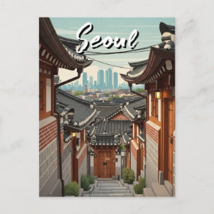 Carte Postale Coucher de soleil à Bukchon, Séoul, Corée du Sud