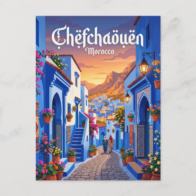 Carte Postale Coucher de soleil à Chefchaouen Maroc (Devant)