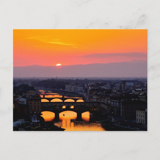 Carte Postale Coucher de soleil à Florence, Italie (Devant)