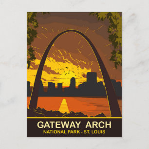 Carte Postale Coucher de soleil à Gateway Arch, St Louis, Voyage