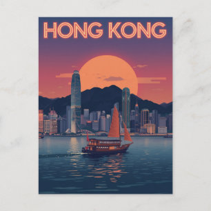 Carte Postale Coucher de soleil à Hong Kong