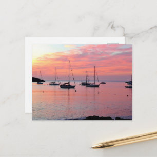Carte Postale Coucher de soleil à Ibiza sur la baie de Portinatx