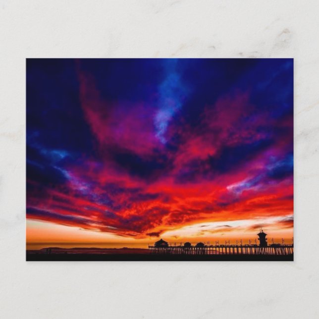 Carte Postale Coucher de soleil à la jetée, Huntington Beach, CA (Devant)
