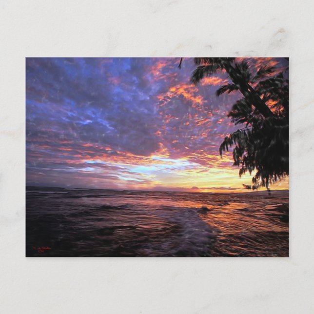 Carte Postale Coucher de soleil à la plage...Carte postale (Devant)