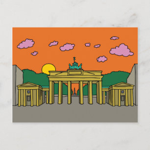 Carte Postale Coucher de soleil à la porte de Brandebourg à Berl