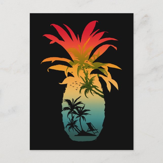 CARTE POSTALE COUCHER DE SOLEIL À L'ANANAS (Devant)