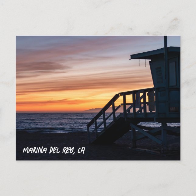 Carte Postale Coucher de soleil à l'heure dorée - Marina Del Rey (Devant)