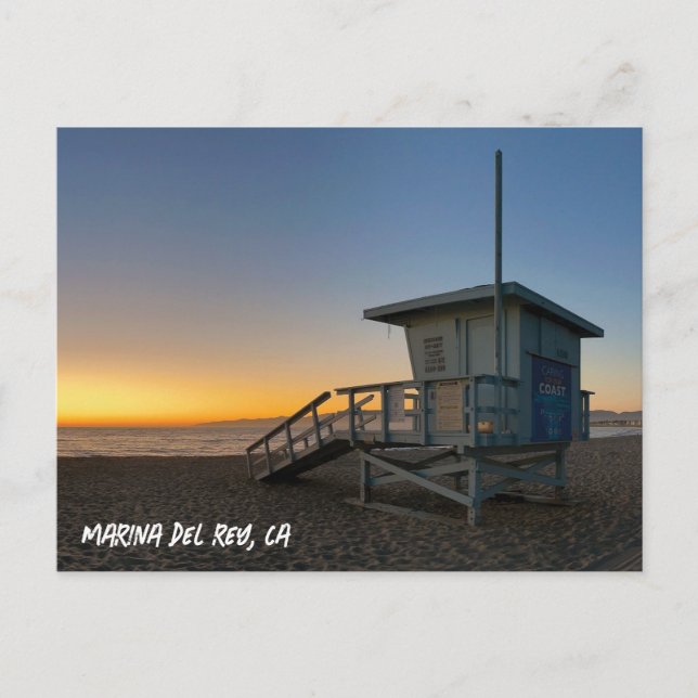 Carte Postale Coucher de soleil à l'heure dorée - Marina Del Rey (Devant)