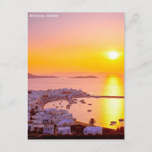 Carte Postale Coucher de soleil à Mykonos, Grèce