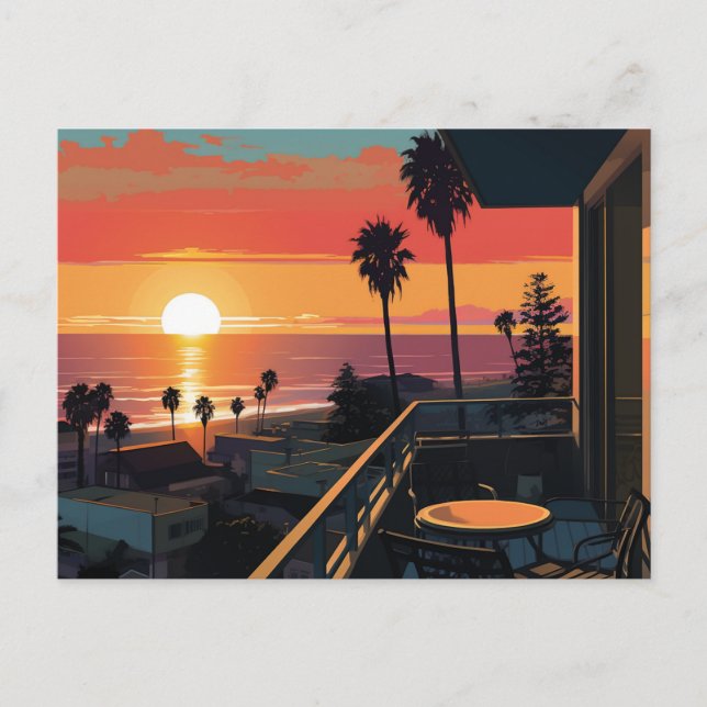 CARTE POSTALE COUCHER DE SOLEIL À PÈRE NOËL MONICA #1 (Devant)