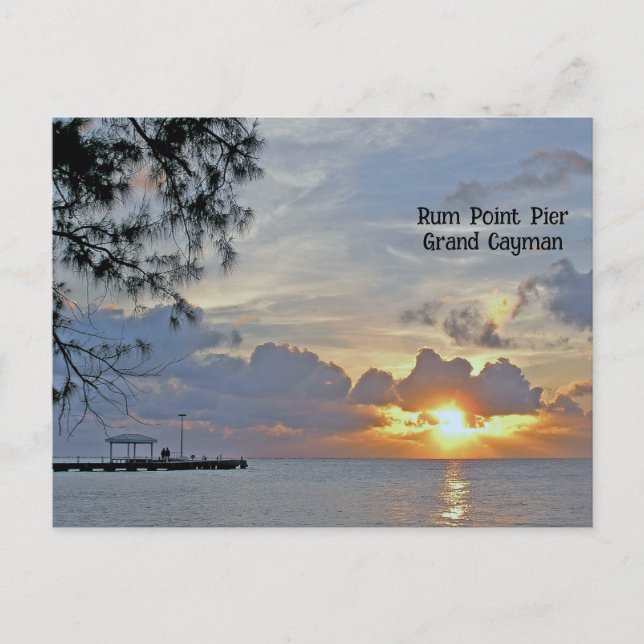 Carte Postale "COUCHER DE SOLEIL À RUM POINT Jetée, GRAND CAYMAN (Devant)