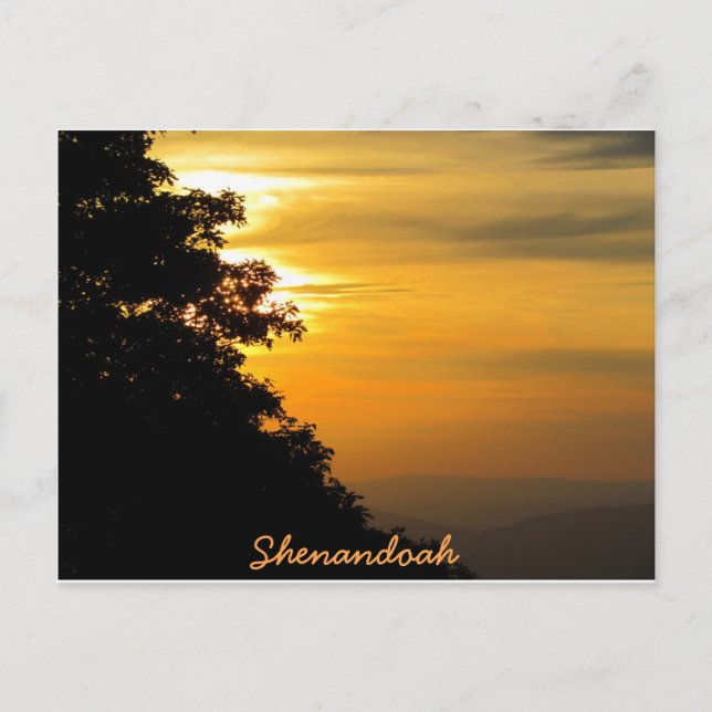 Carte Postale Coucher de soleil à Shenandoah (Devant)
