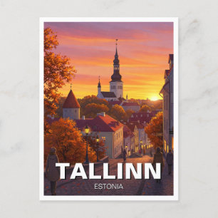 Carte Postale Coucher de soleil à Tallinn Estonie Voyage
