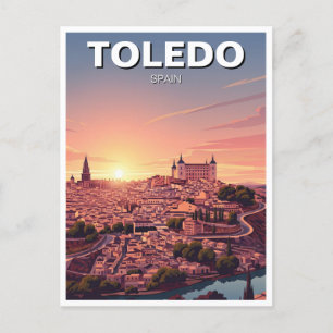 Carte Postale Coucher de soleil à Toledo Espagne Alcazar Travel