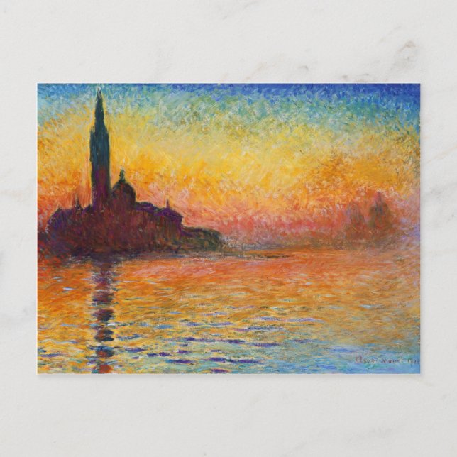 Carte Postale Coucher de soleil à Venise, Claude Monet (Devant)
