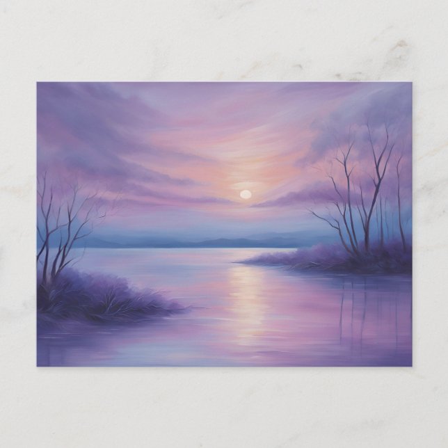 Carte Postale Coucher de soleil Abstrait sur le lac d'hiver (Devant)