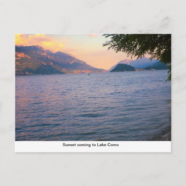 Carte Postale Coucher de soleil arrivant au lac de Côme (Devant)