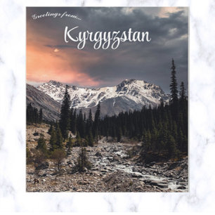 Carte Postale Coucher de soleil au Kirghizistan montagneux