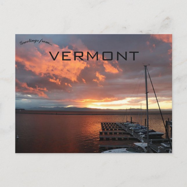 Carte Postale Coucher de soleil au lac Champlain Vermont (Devant)