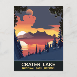Carte Postale Coucher de soleil au lac Crater, Oregon, Voyage