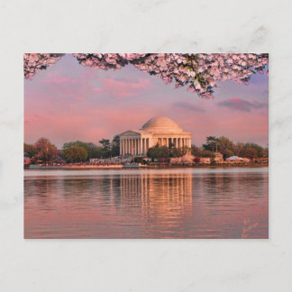 Carte Postale Coucher de soleil au mémorial Jeferson avec des fl