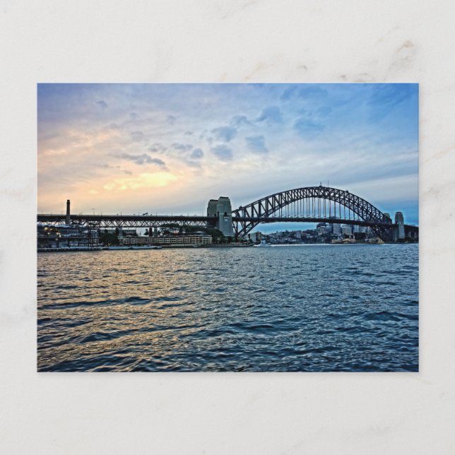 Carte Postale Coucher de soleil au pont du port de Sydney - Aust (Devant)