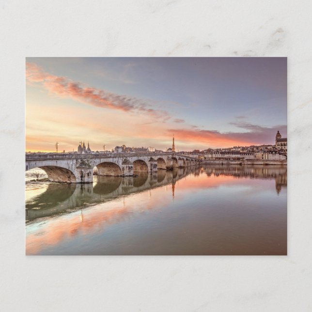 Carte Postale Coucher de soleil au Pont Jacques Gabriel de Blois (Devant)