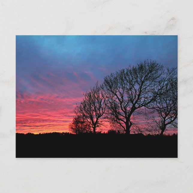 Carte Postale Coucher de soleil avec ciel rouge (Devant)