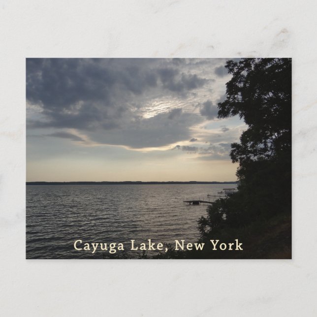 Carte Postale Coucher de soleil bleu sur le lac Cayuga (Devant)