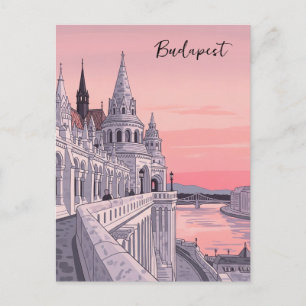 Carte Postale Coucher de soleil Budapest Hongrie Pêcheur Bastion