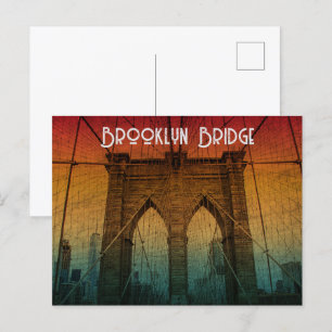 Carte Postale Coucher de soleil classique vintage Pont de Brookl