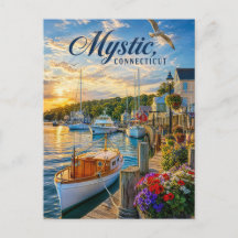Coucher de soleil dans le port de Mystic, Connecti