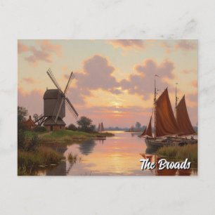 Carte Postale Coucher de soleil dans les Broads Angleterre Trave