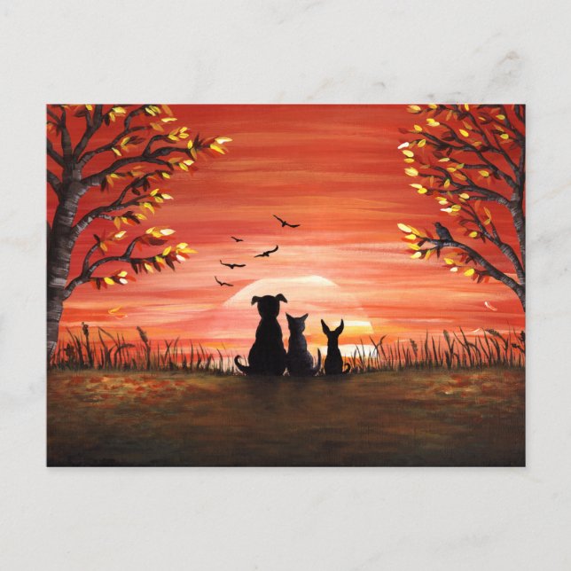 Carte Postale Coucher de soleil d'automne (Devant)